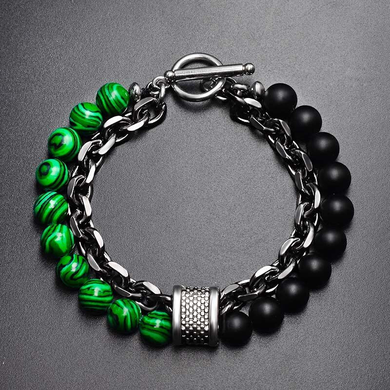 Natural Stone layered Alloy Chain Bracelet