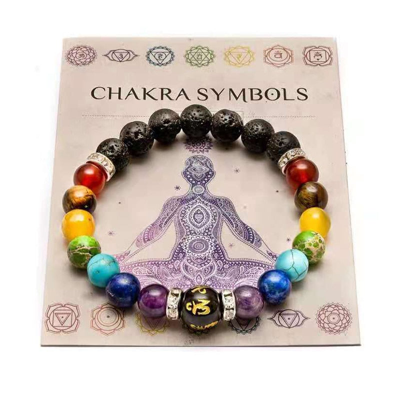 7 Chakra Bracelet with Meaning Card Natural Crystal Healing