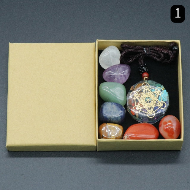 Orgone Pendant Kit 7 Chakra Healing Crystals